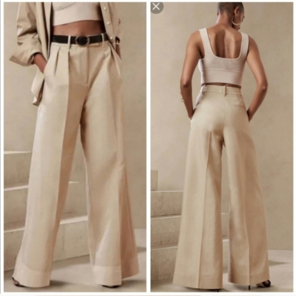 Banana Republic Tan Wide Leg Trousers